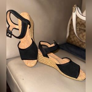 Ugg Wedge Shoe Womens 6.5 Australia Maybell Black 1019887 Espadrille Strap